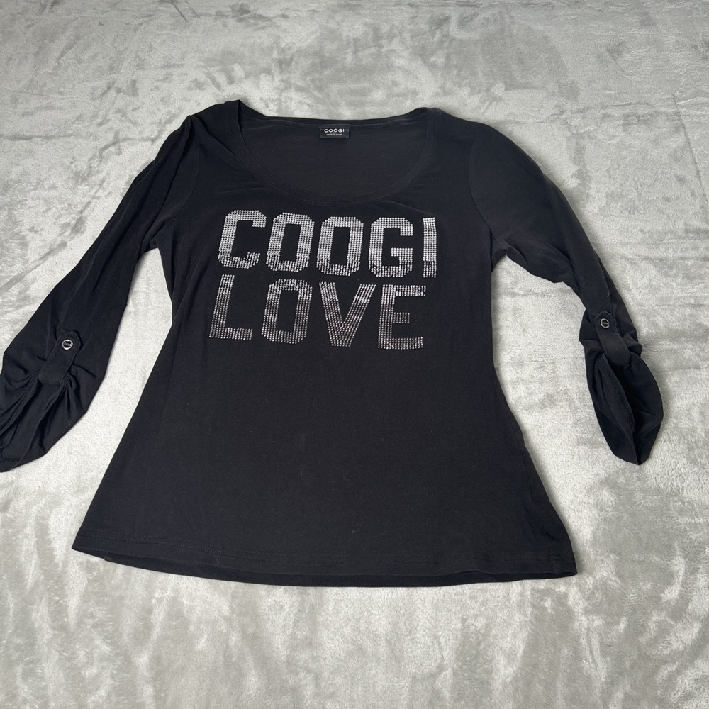 COOGI Shirt Womens XL Tee Jeweled Rhinestone Embellished